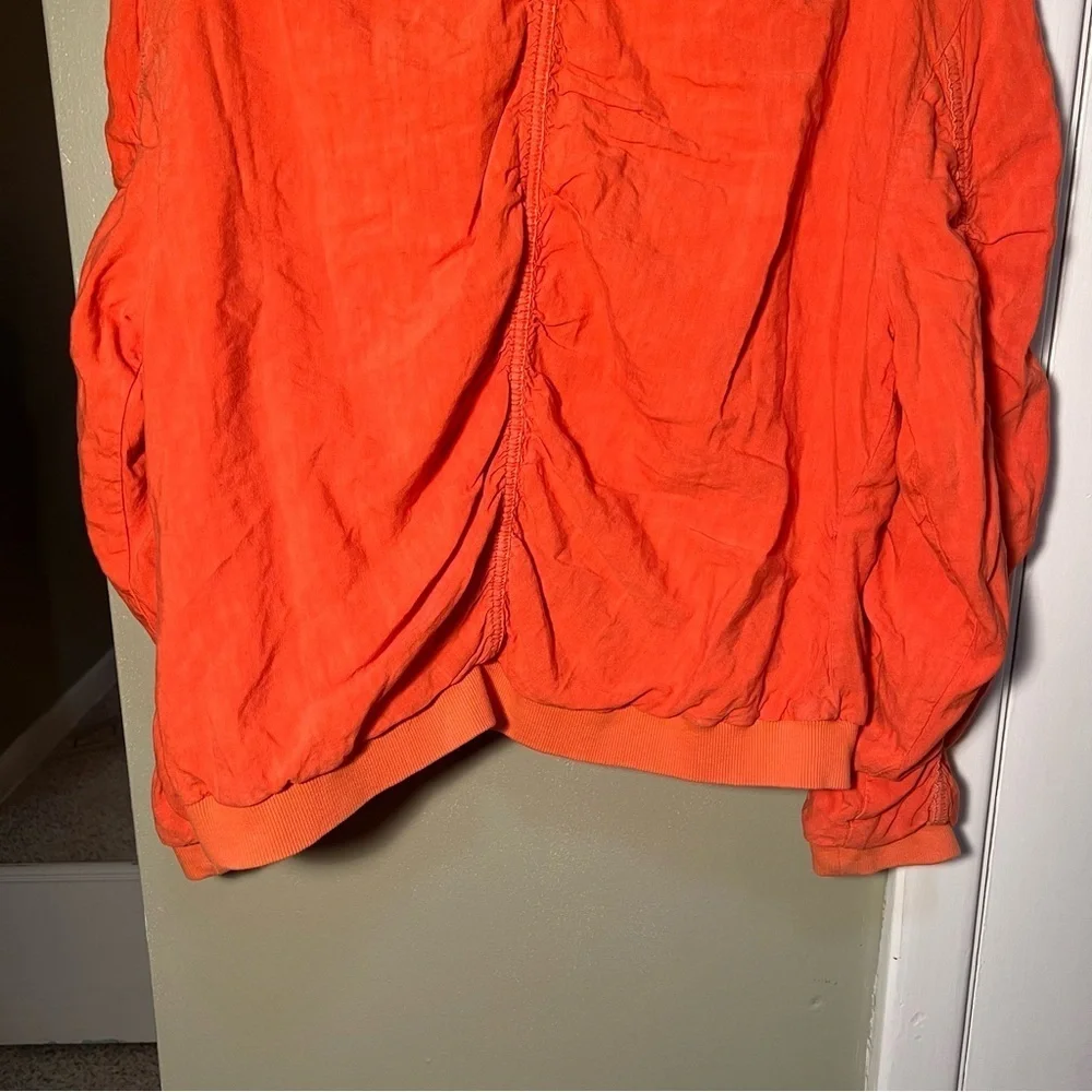 Free People Women's Size Medium On Point Bomber Jacket Tomato Bisque Orange - Picture 8 of 11